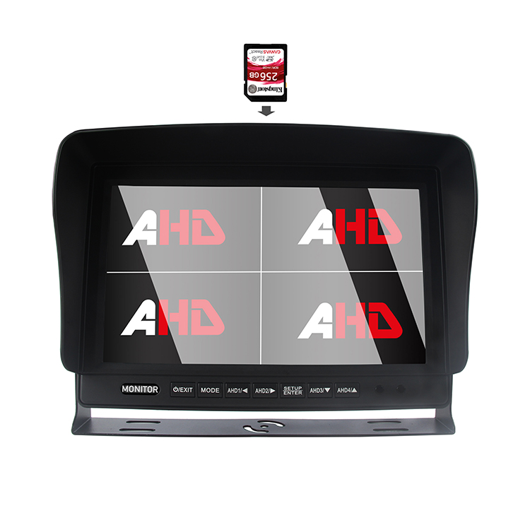 10,1 инчен AHD четири дисплеј со поделен SD DVR монитор на возила