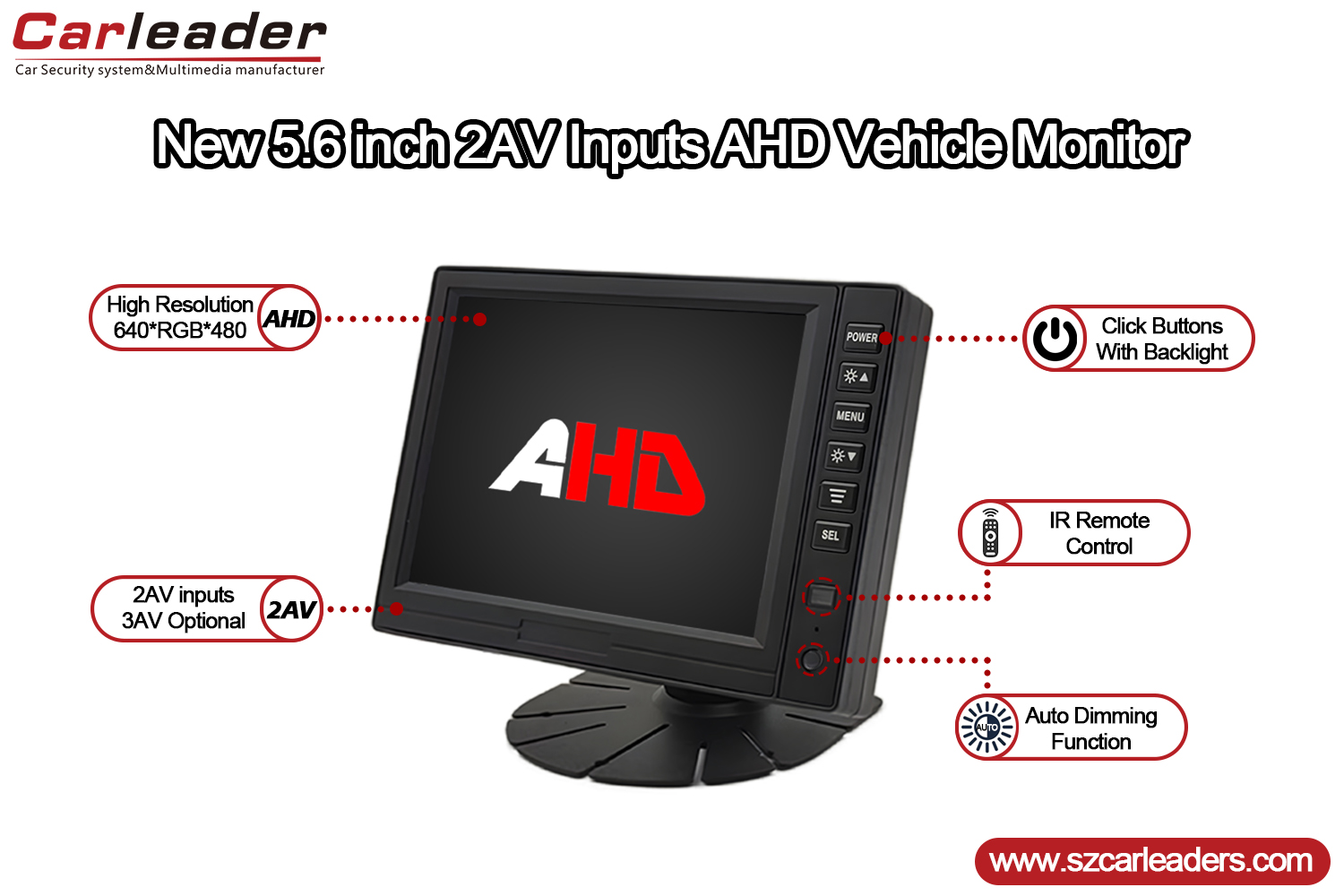 5 инчен TFT LCD дигитален AHD монитор