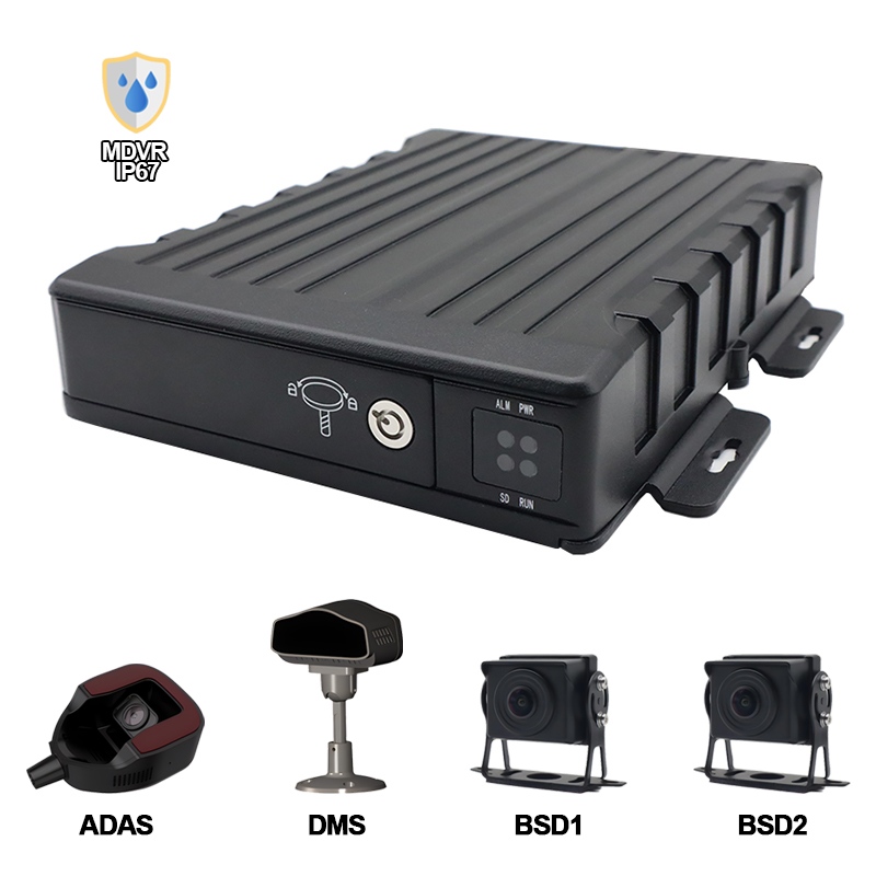 Carleader 4CH IP67 водоотпорен AI SD мобилен DVR Поддршка ADAS+DMS+BSD